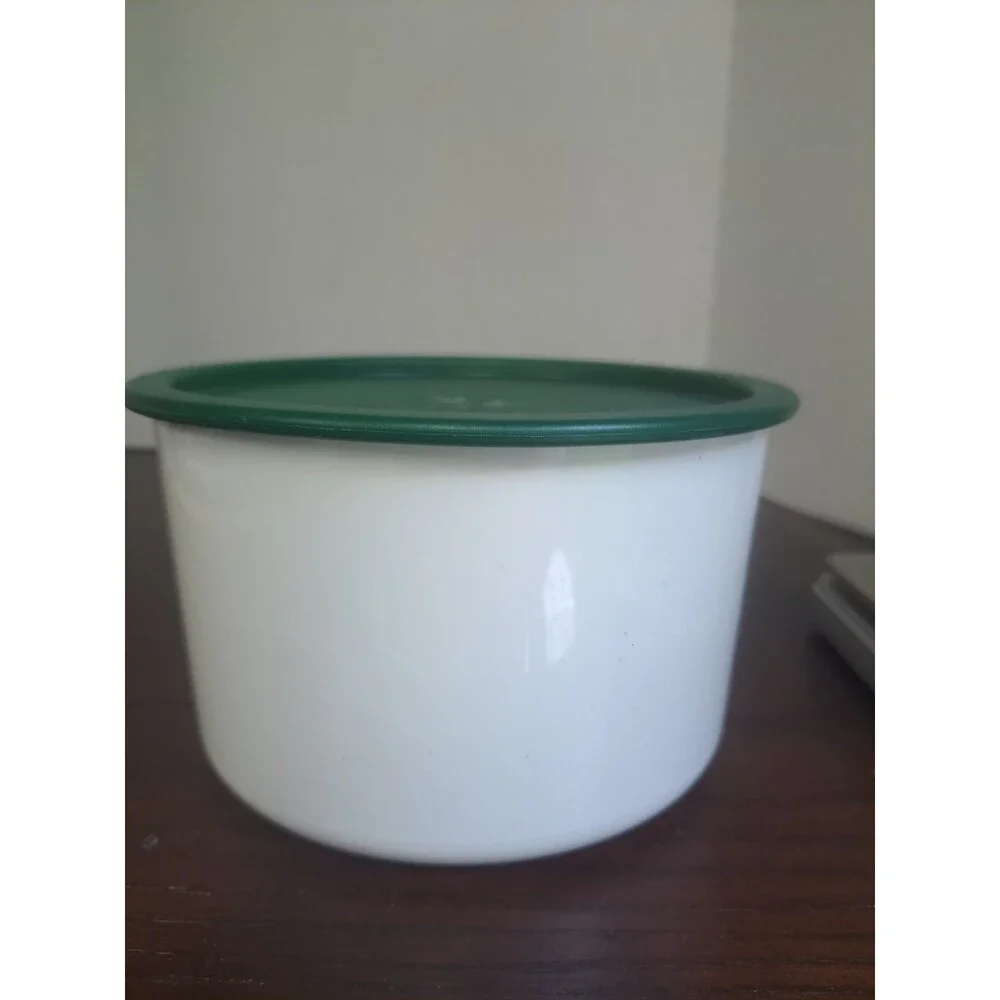 Vtg Tupperware One Touch Canister White With Hunter Green Lid 2709A-3.